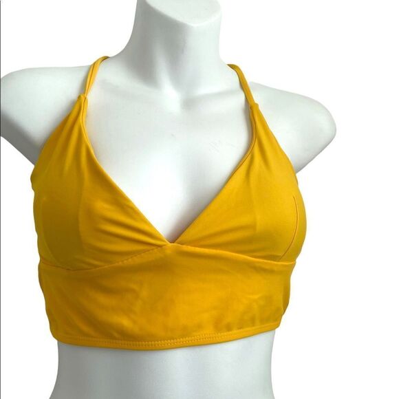Shein Halter Saffron Yellow Bikini Top Size Medium - Picture 8 of 9
